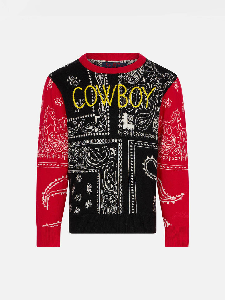 Boy bandanna sweater with Cowboy embroidery - MC2 Saint Barth