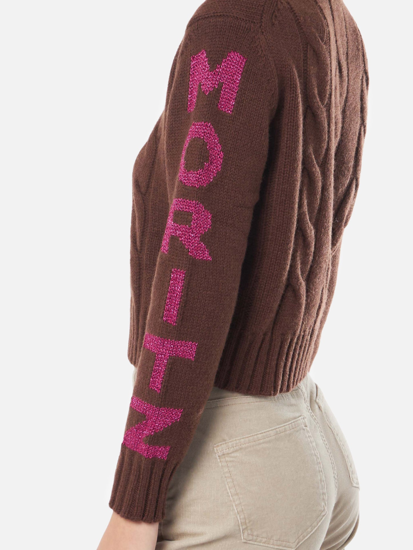 Maglione da donna intrecciato a collo alto con stampa jacquard Saint Moritz