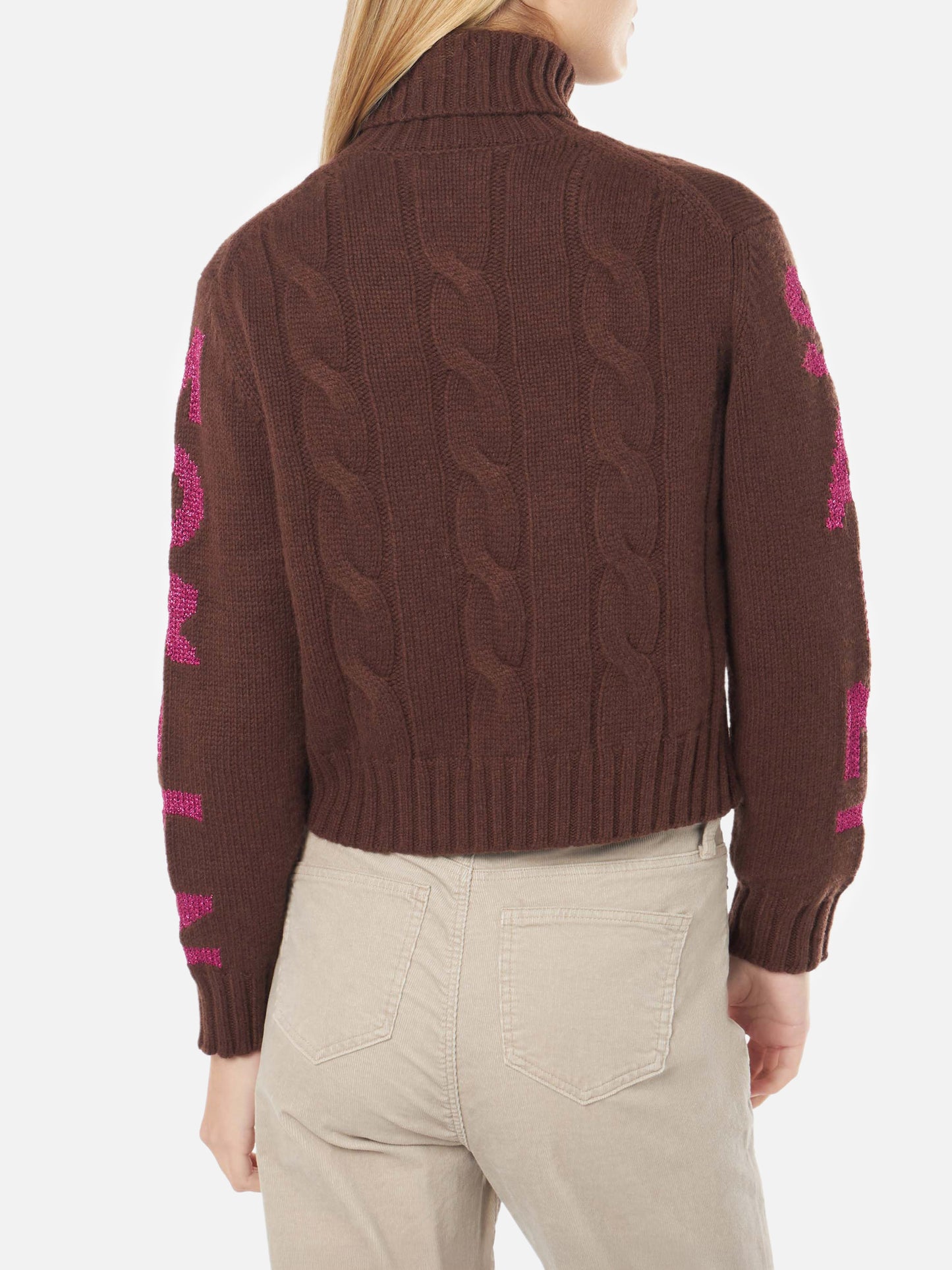 Maglione da donna intrecciato a collo alto con stampa jacquard Saint Moritz