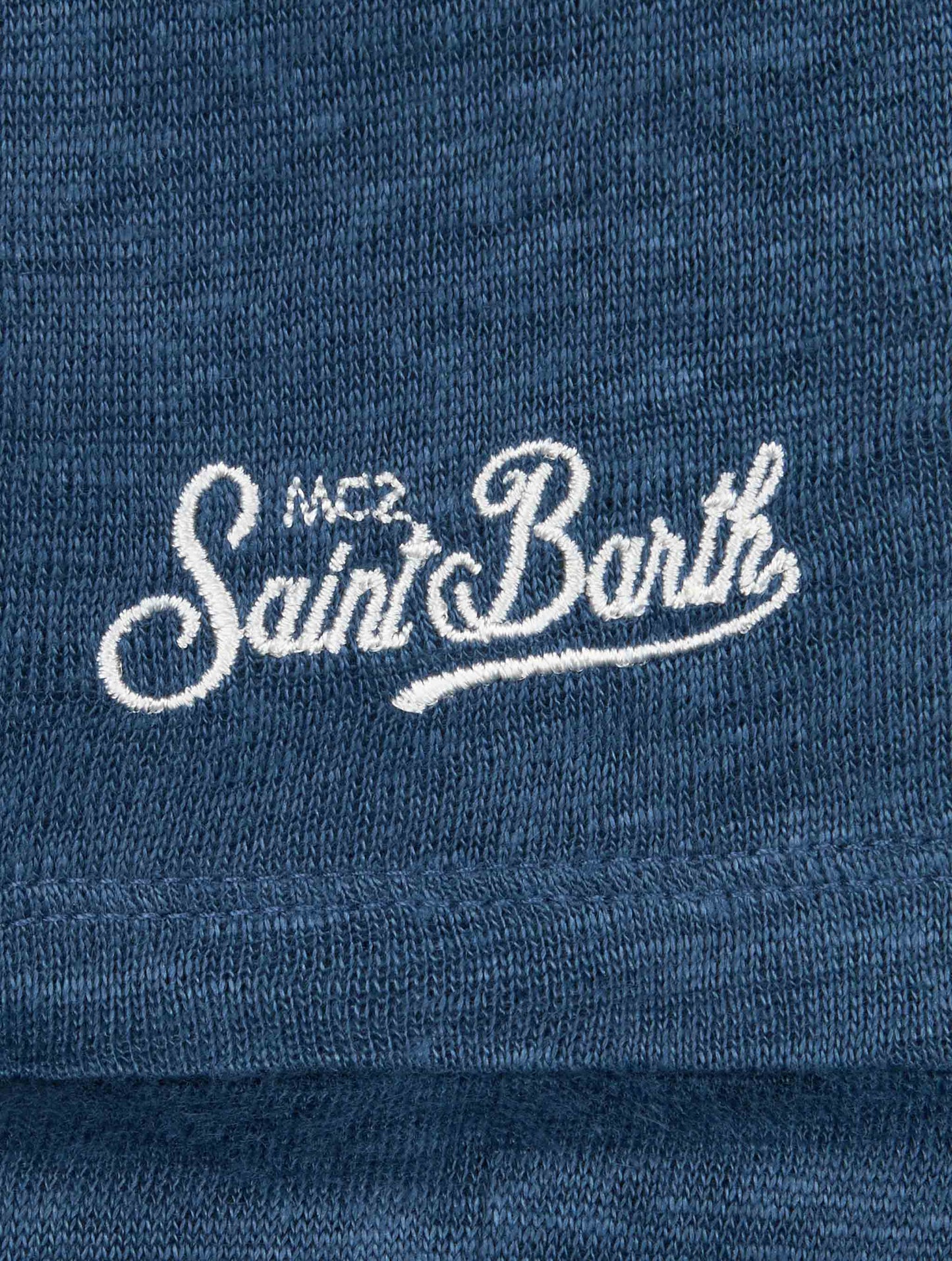 Kid marine blue linen jersey t-shirt Alex - MC2 Saint Barth