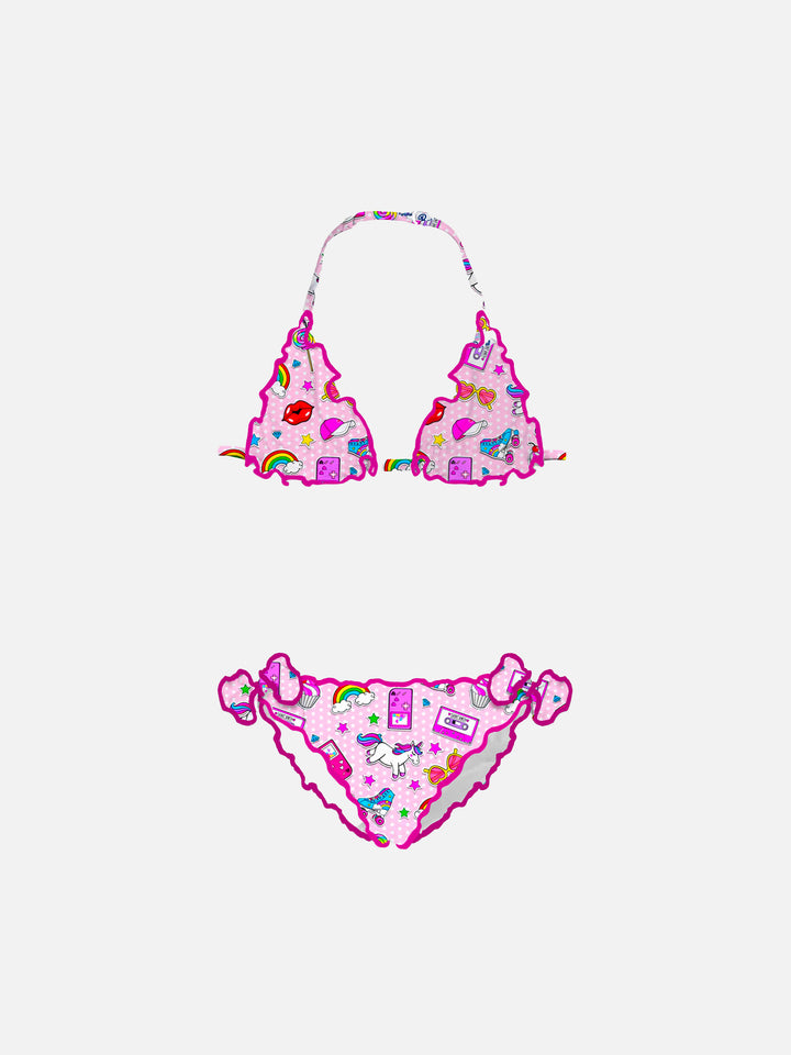 Girl triangle bikini with pattern