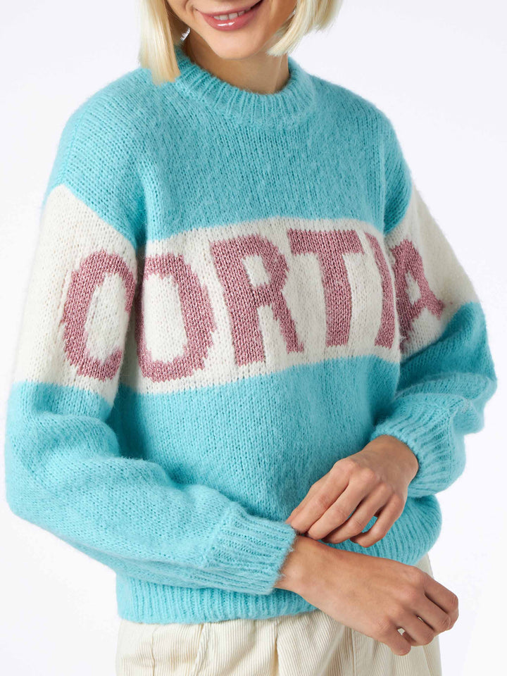 Woman boxy shape soft sweater with Cortina jacquard - MC2 Saint Barth