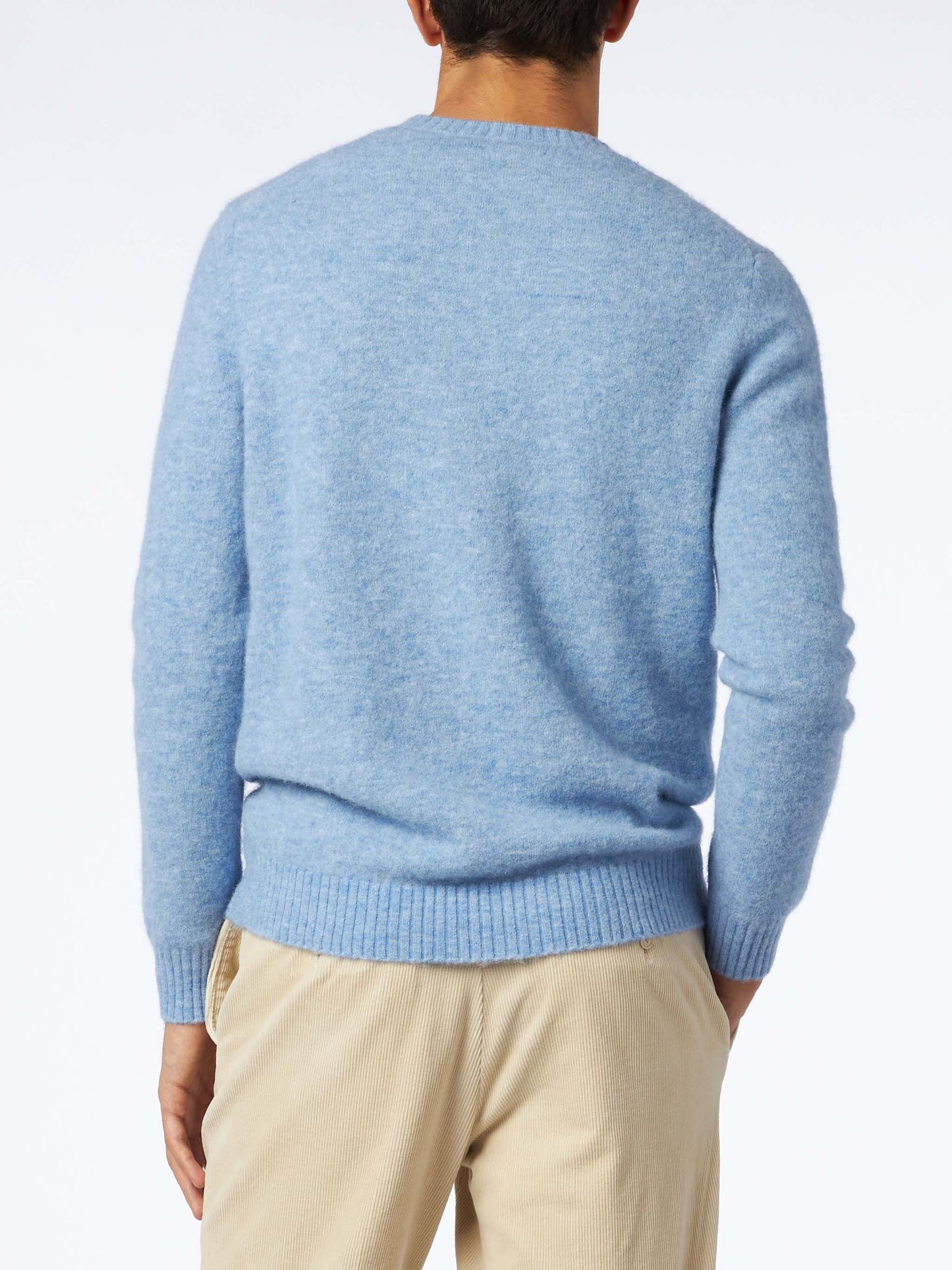 Man light blue stretch wool sweater with St. Barth embroidery - MC2 Saint Barth
