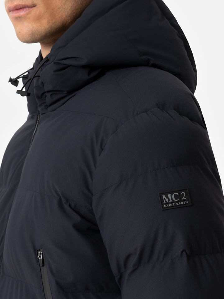 Man navy blue hooded puffer jacket Maier - MC2 Saint Barth