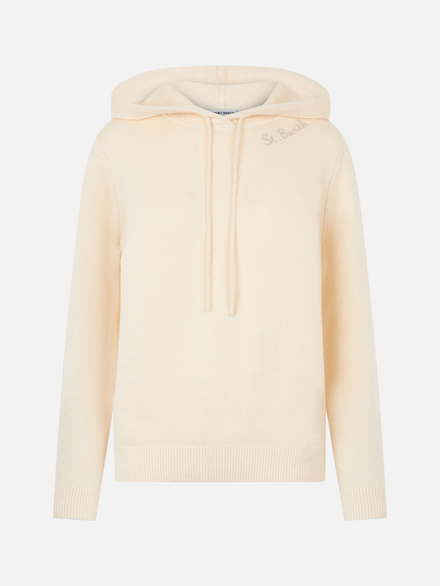 Woman off white knitted hoodie with St. Barth embroidery - MC2 Saint Barth