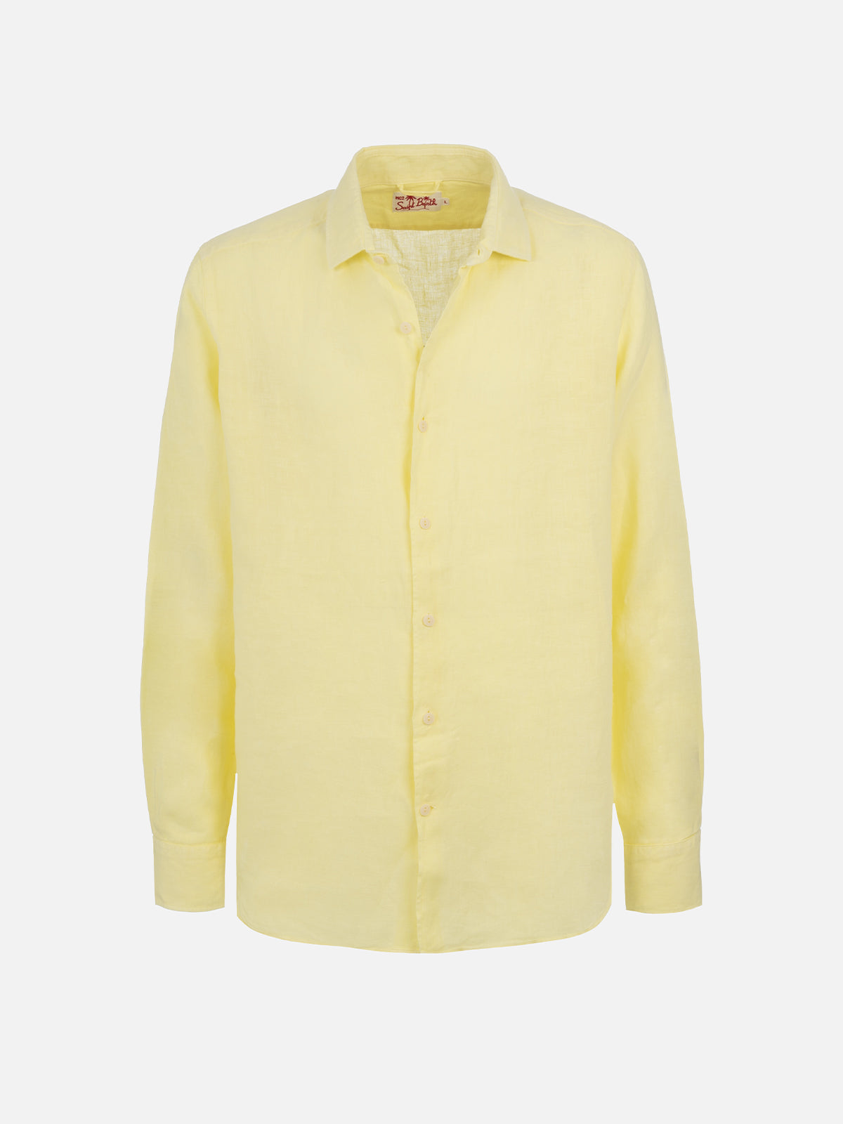 Man pale yellow linen shirt Pamplona - MC2 Saint Barth