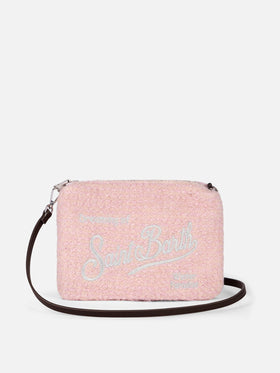 Parisienne pink knit boucle cross-body pouch bag - MC2 Saint Barth