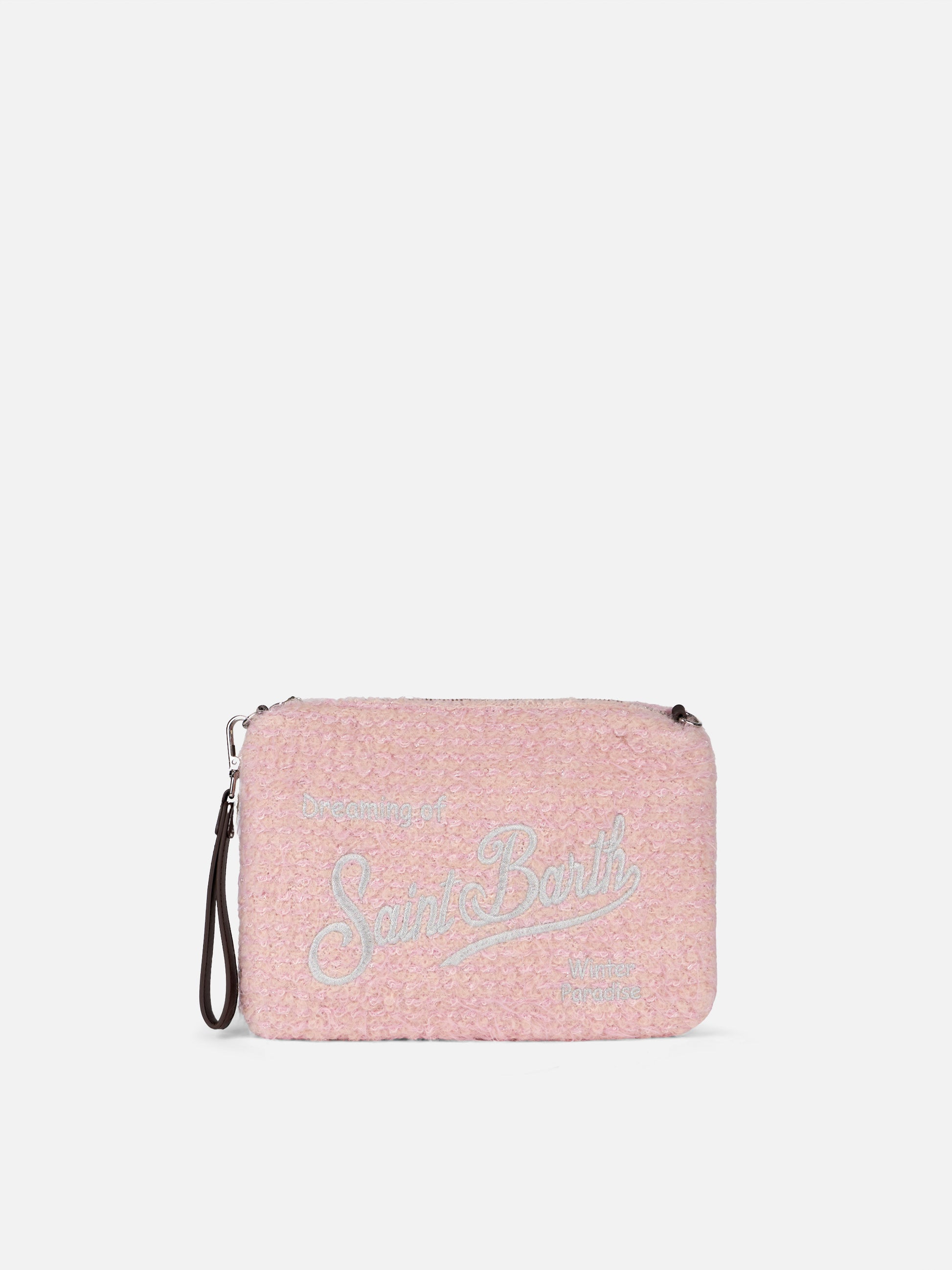 Parisienne pink knit boucle cross-body pouch bag - MC2 Saint Barth