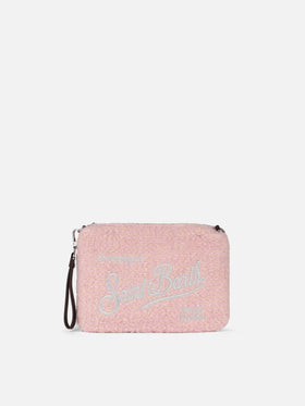 Parisienne pink knit boucle cross-body pouch bag - MC2 Saint Barth