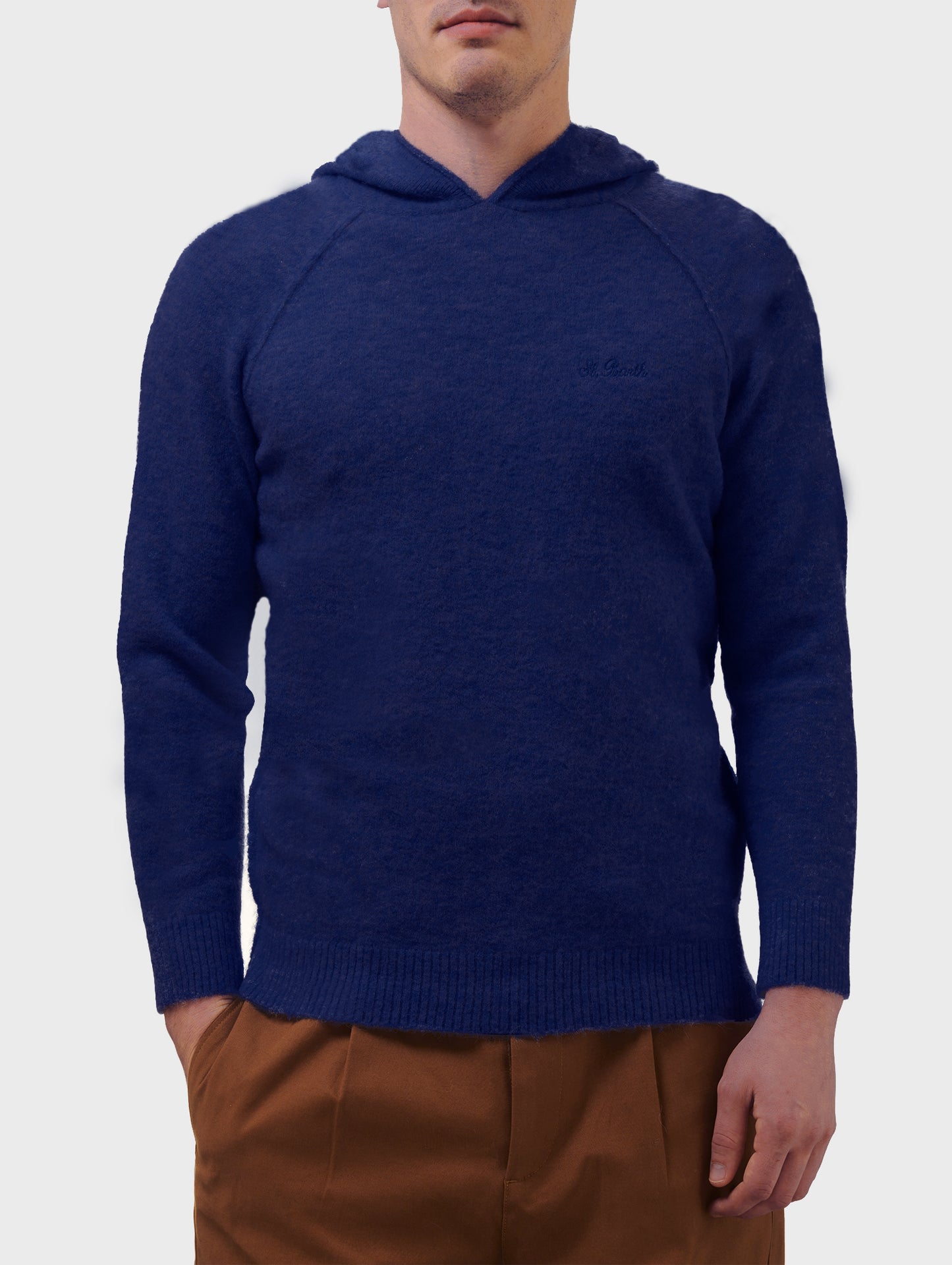Man navy blue stretch alpaca hooded sweater Piccadilly - MC2 Saint Barth