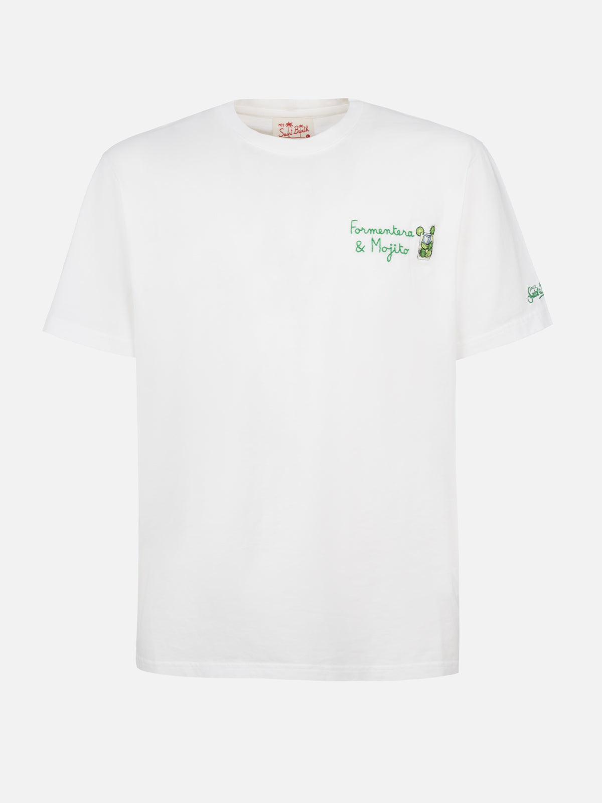 T-shirt da uomo classic fit in jersey di cotone Portofino con ricamo aperitivo Formentera