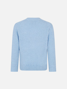 Girl crewneck soft sweater with dogs crochet patch and Puppies Lover embroidery - MC2 Saint Barth