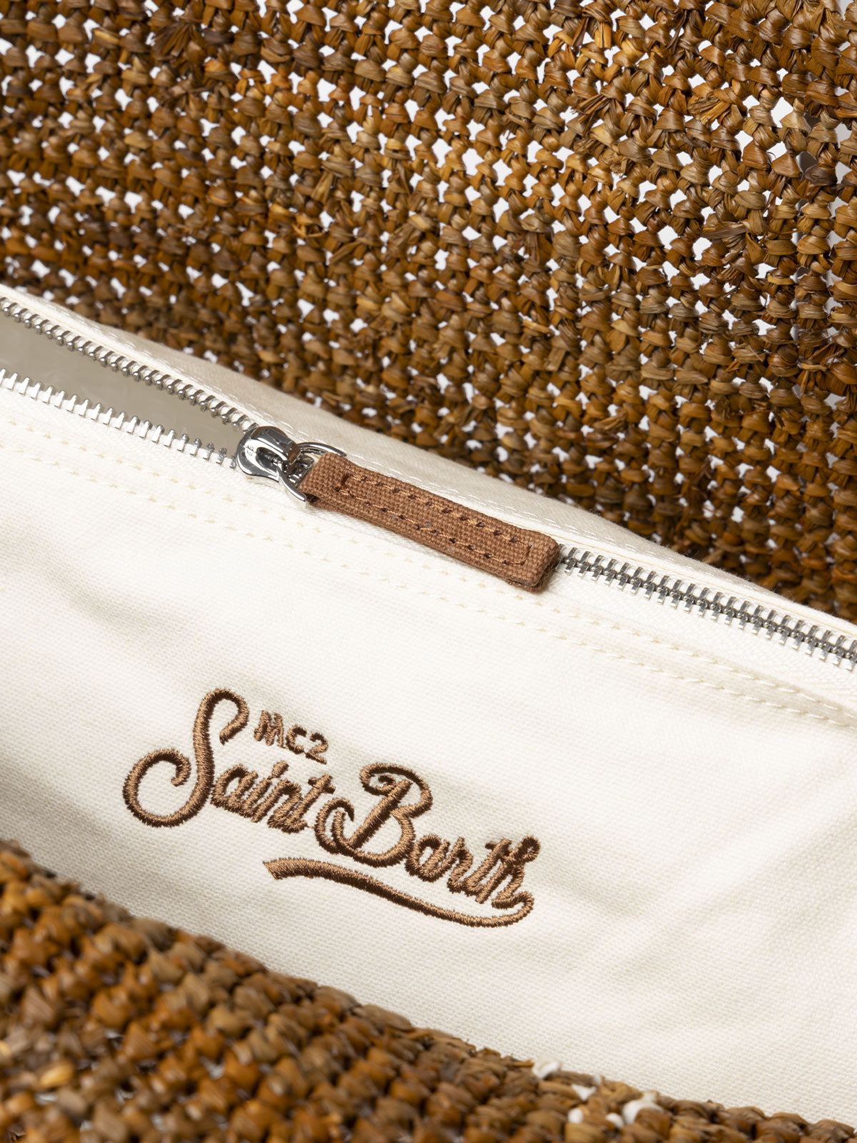 Brown Raffia Beach bag with cotton pouch - MC2 Saint Barth