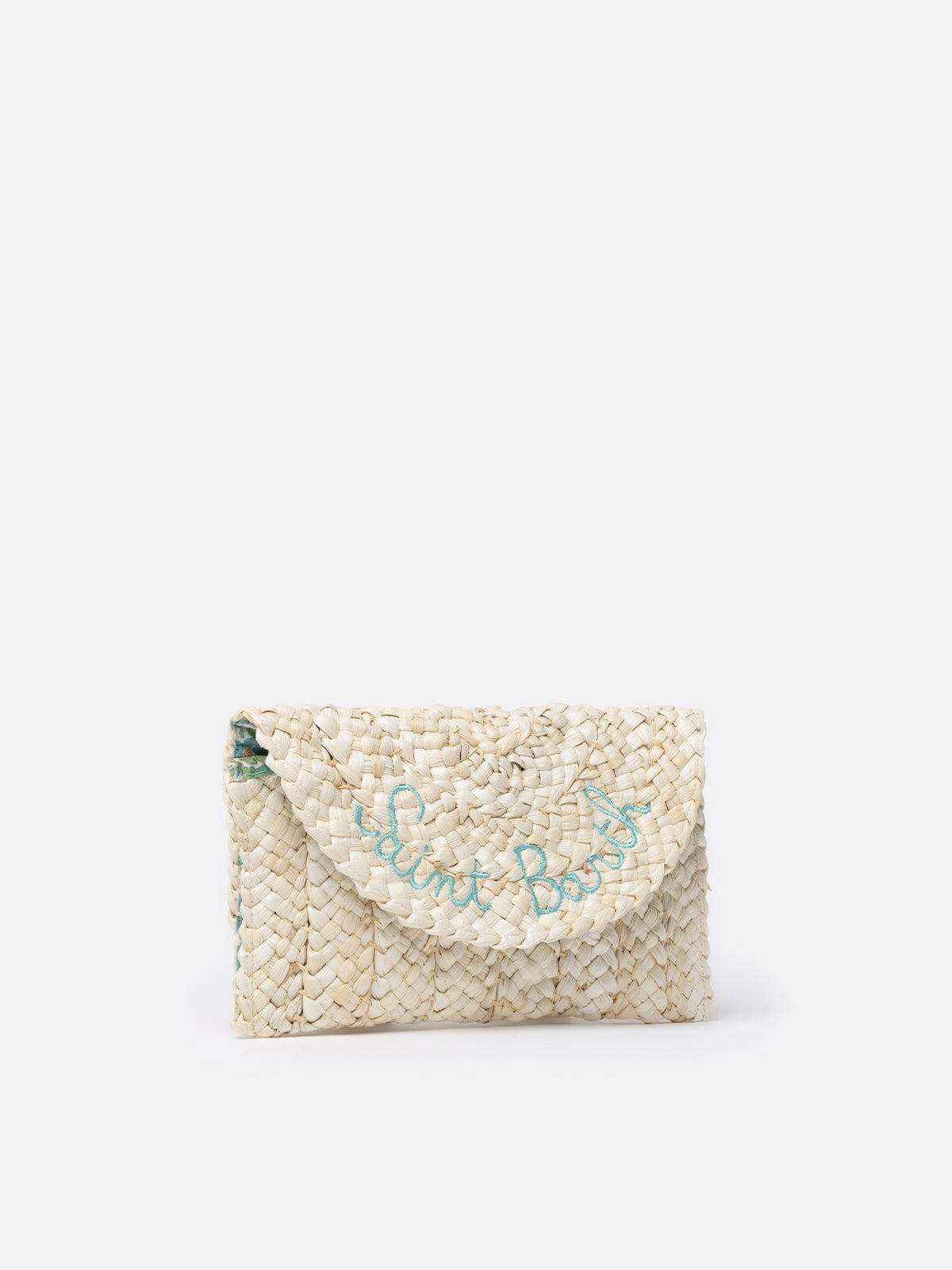 Pouch Envelope in paglia con ricamo Saint Barth