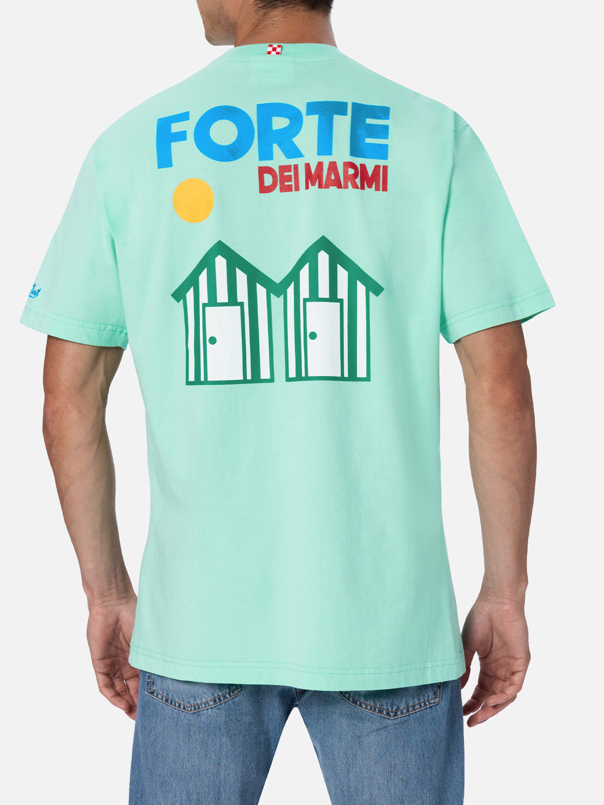 Man cotton t-shirt with Forte dei Marmi postcard placed print - MC2 Saint Barth