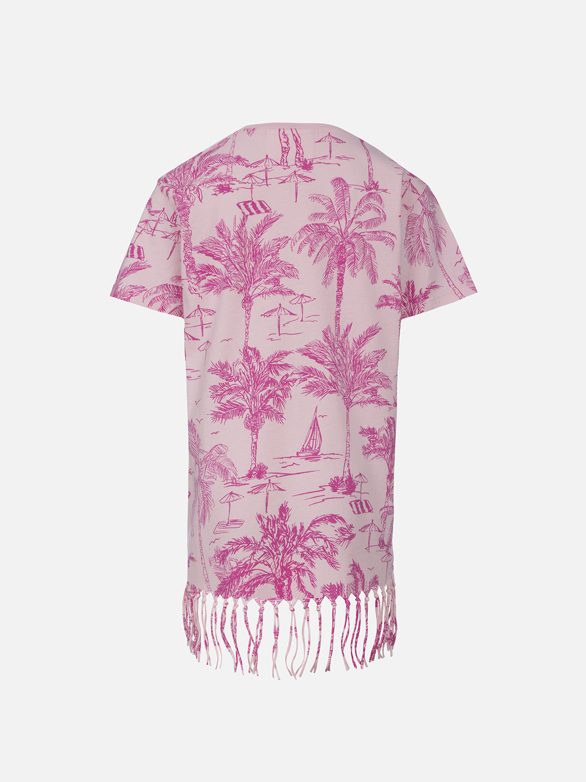 Girl Abbey dress with fringes and toile de jouy print - MC2 Saint Barth