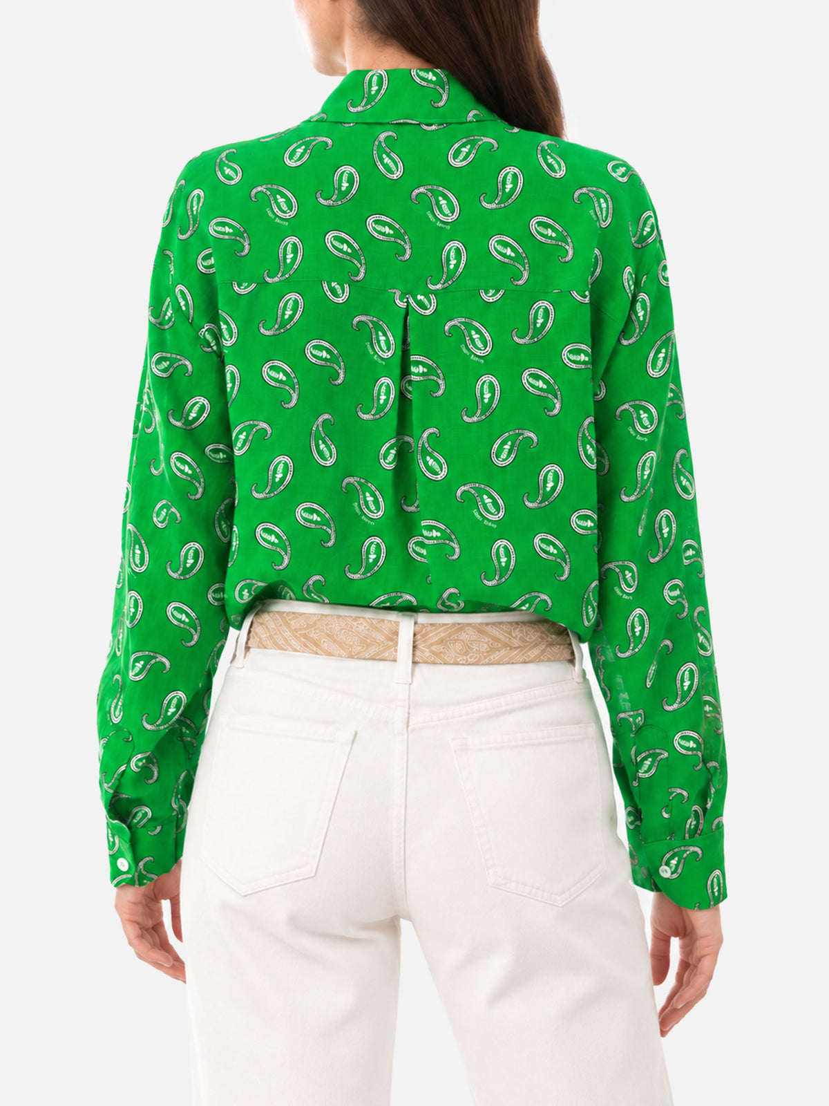 Grünes Leinenhemd mit Paisley-Muster