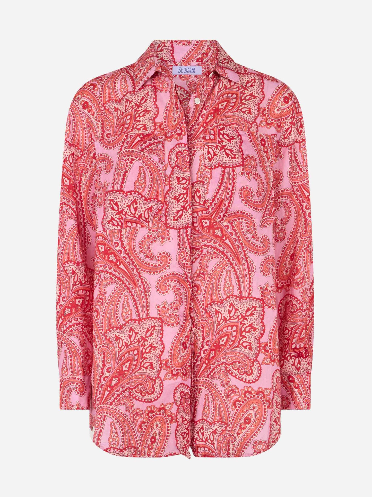Woman linen shirt Alodie with paisley print and pockets - MC2 Saint Barth