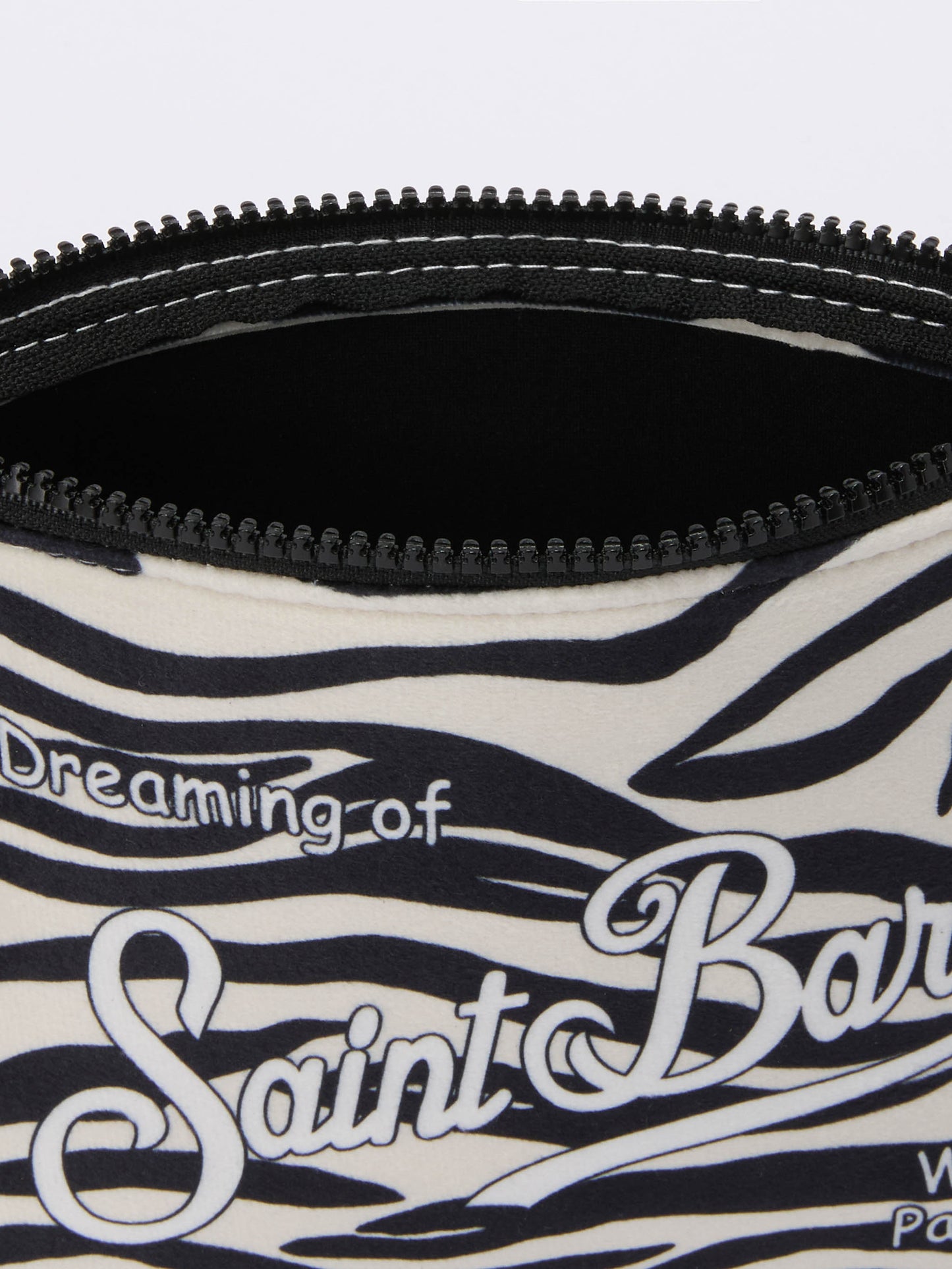 Aline Pouch in wool-effect fabric with zebra print