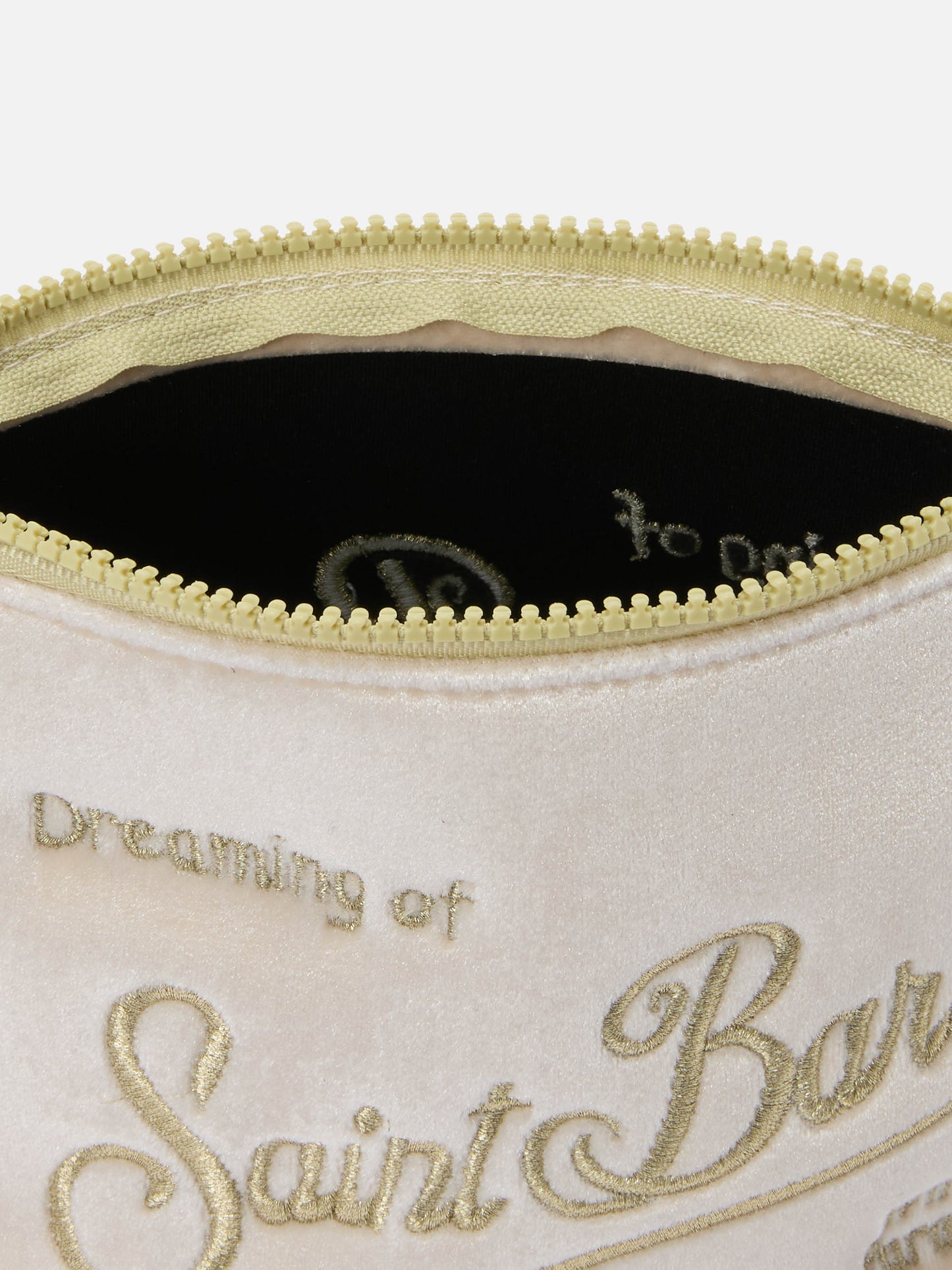 Pochette Aline Velvet in velluto bianco e strass