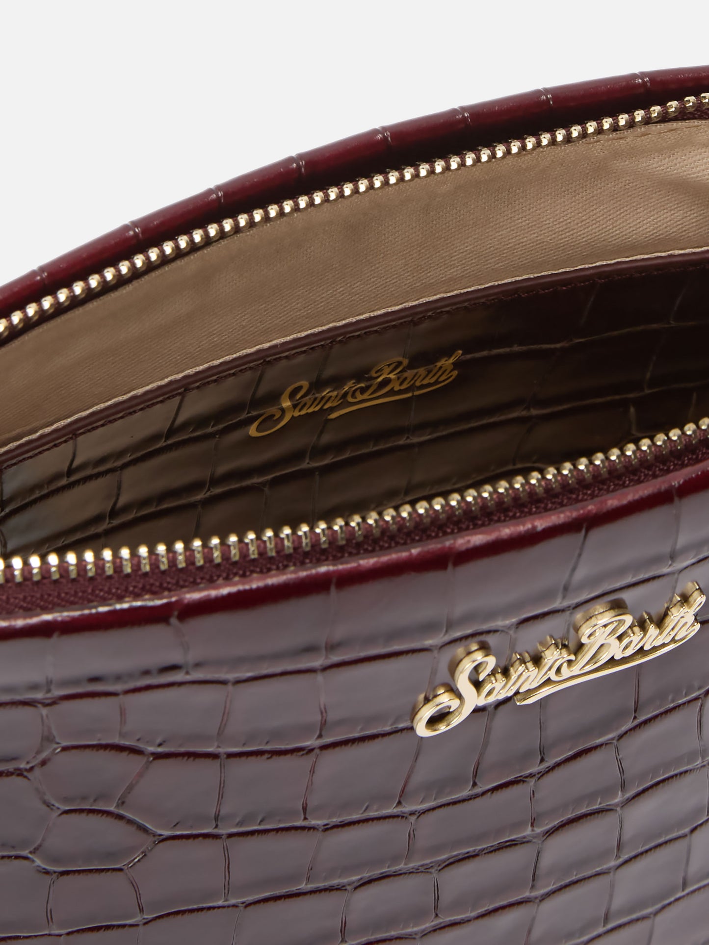 Borsa a spalla Aline Bag in pelle stampa cocco bordeaux