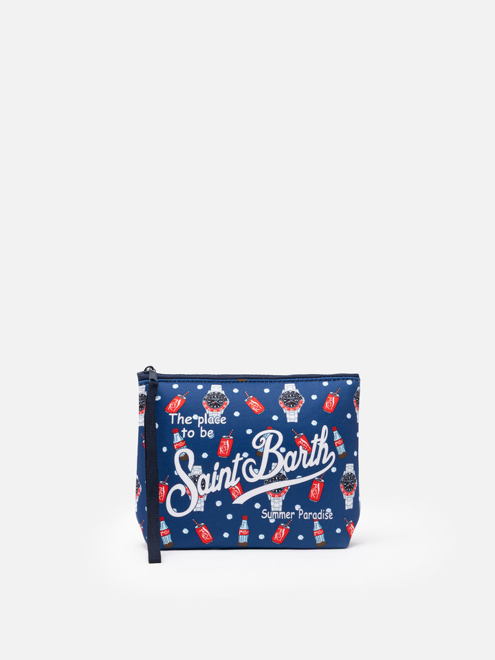 Aline scuba pochette with watches and cola print - MC2 Saint Barth