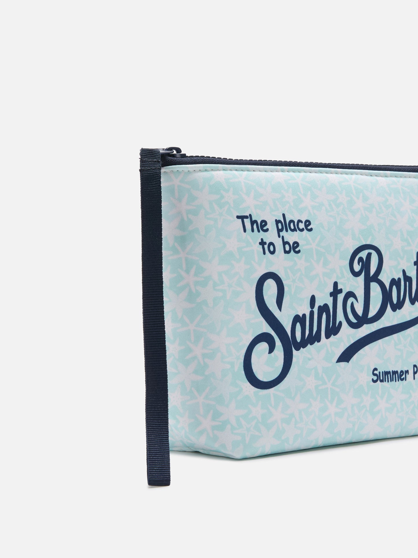 Aline scuba light blue pouch with starfish print