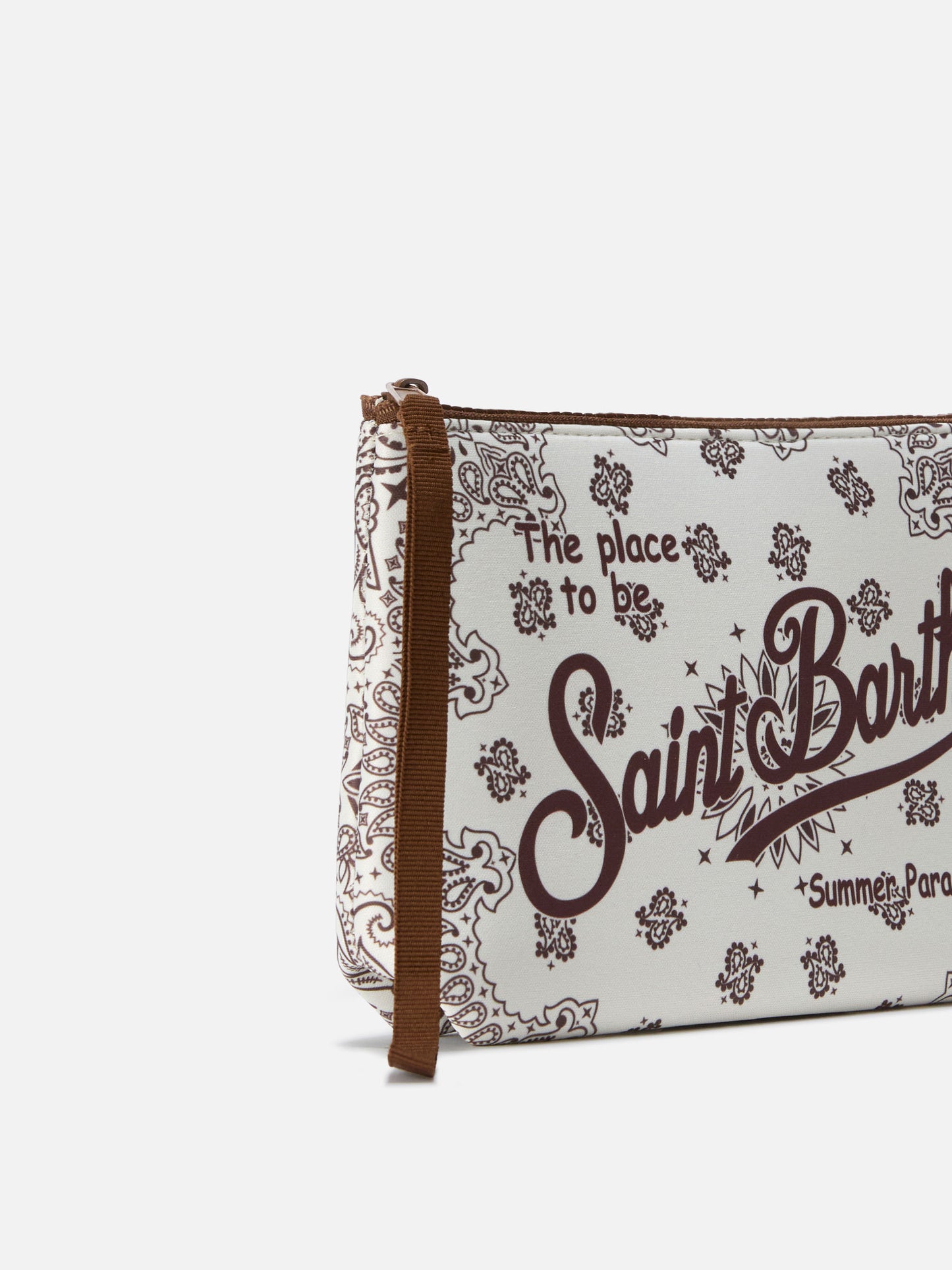 Pochette Aline en scuba avec imprimé bandana beige et bordeaux