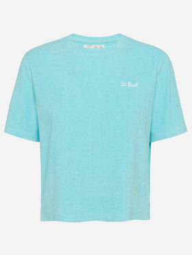 Water green terry cotton t-shirt Aleja - MC2 Saint Barth