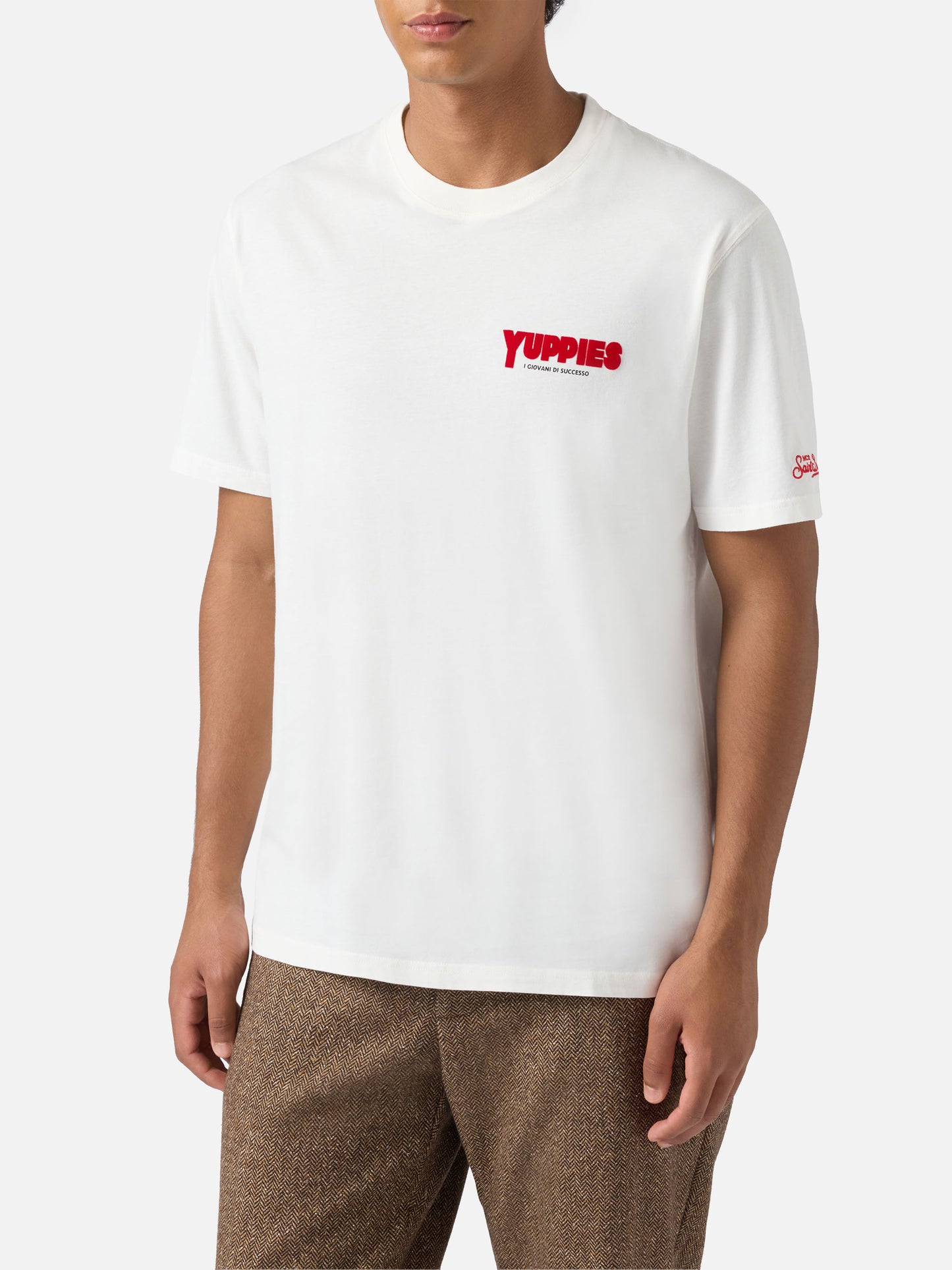 T-shirt Arnott Warm in cotone invernale bianco con stampa Yuppies | YUPPIES SPECIAL EDITION