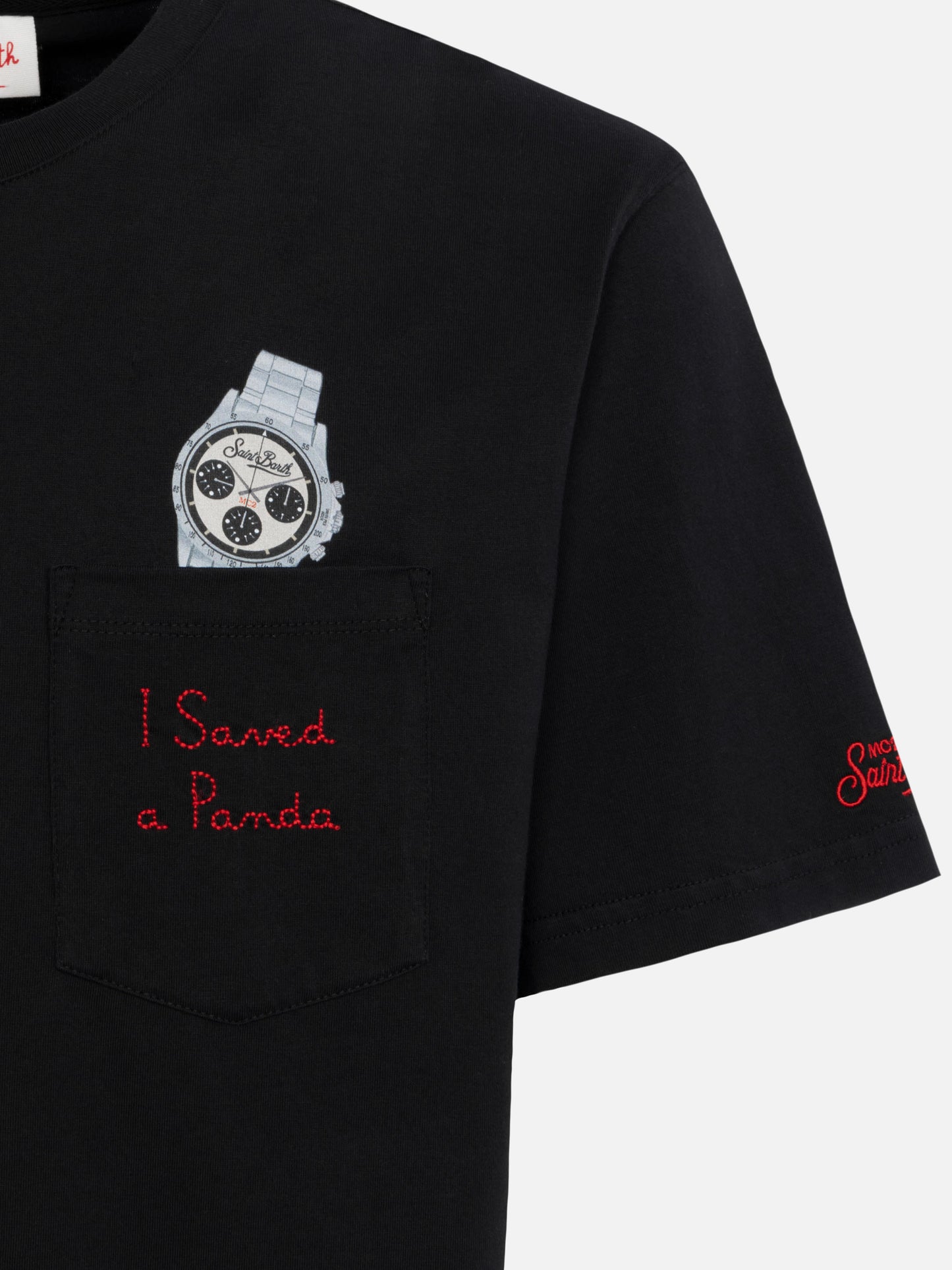 Cotton t-shirt Austin with embroidery and watch print - MC2 Saint Barth