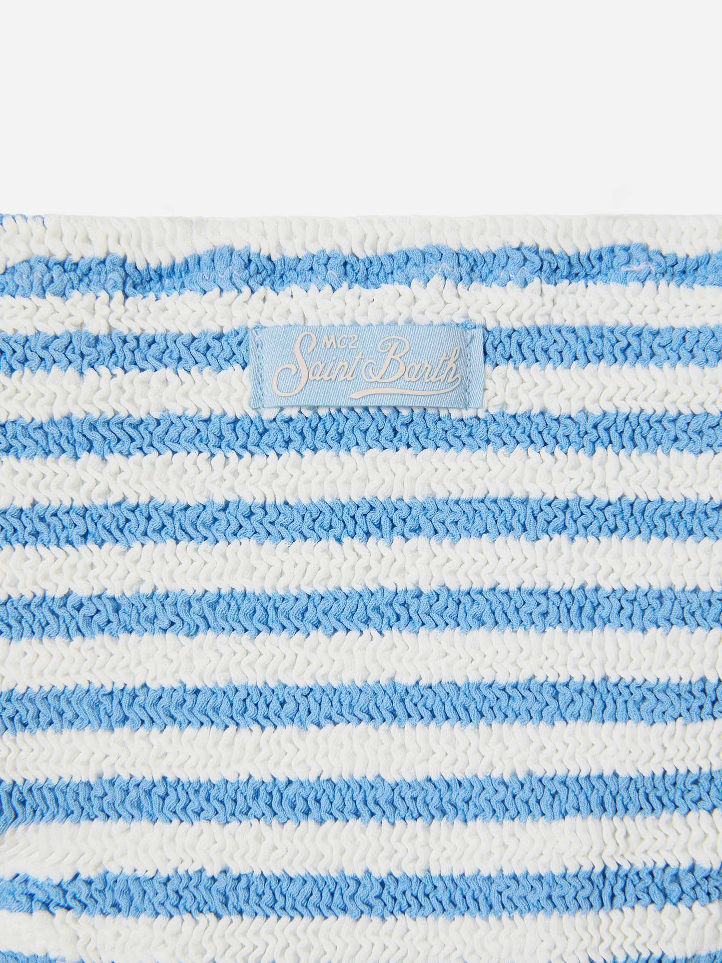 Bikini Baker in tessuto crinkle a righe azzurre