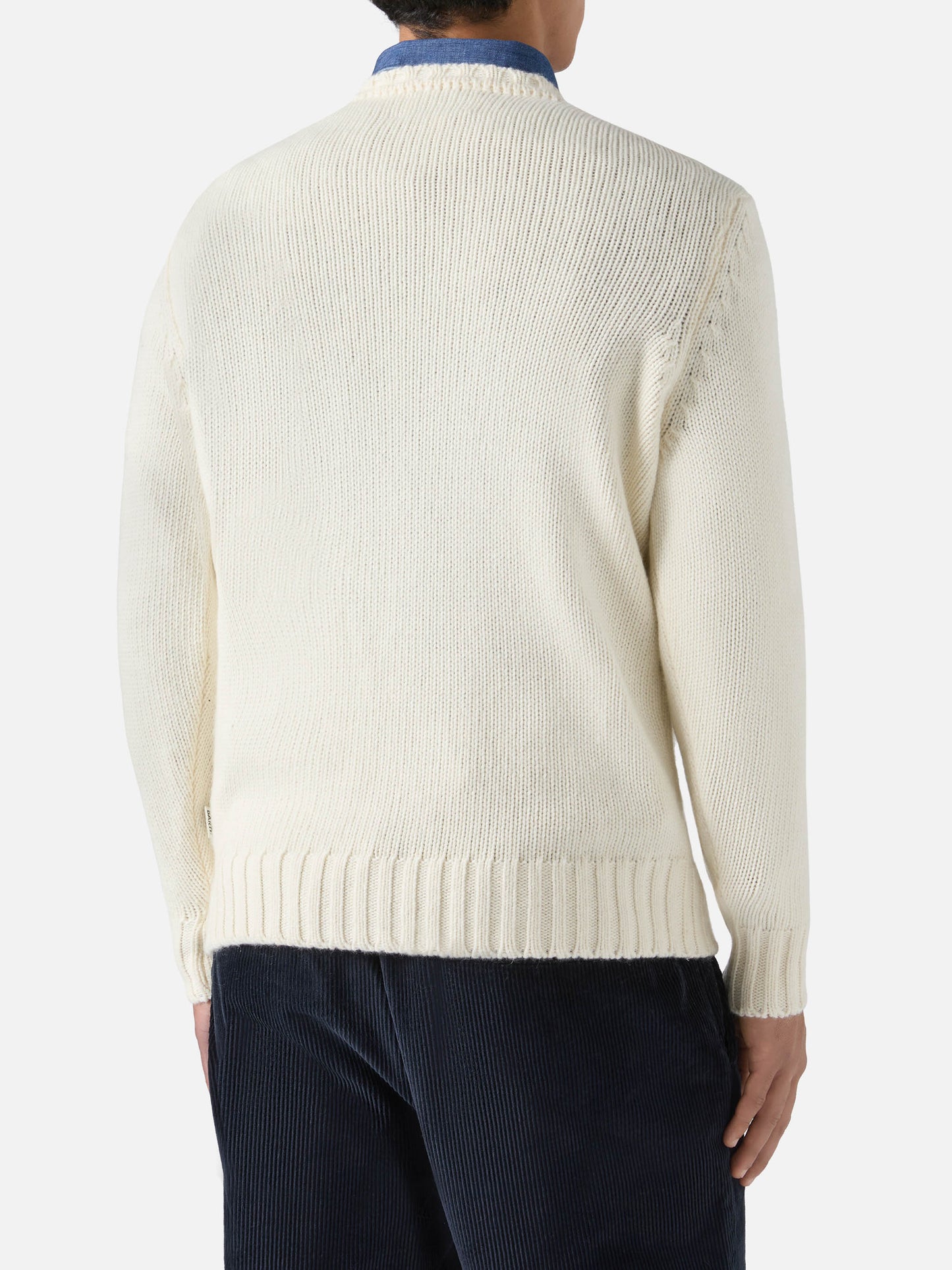 White crewneck Bombardino with summer dreamers jacquard