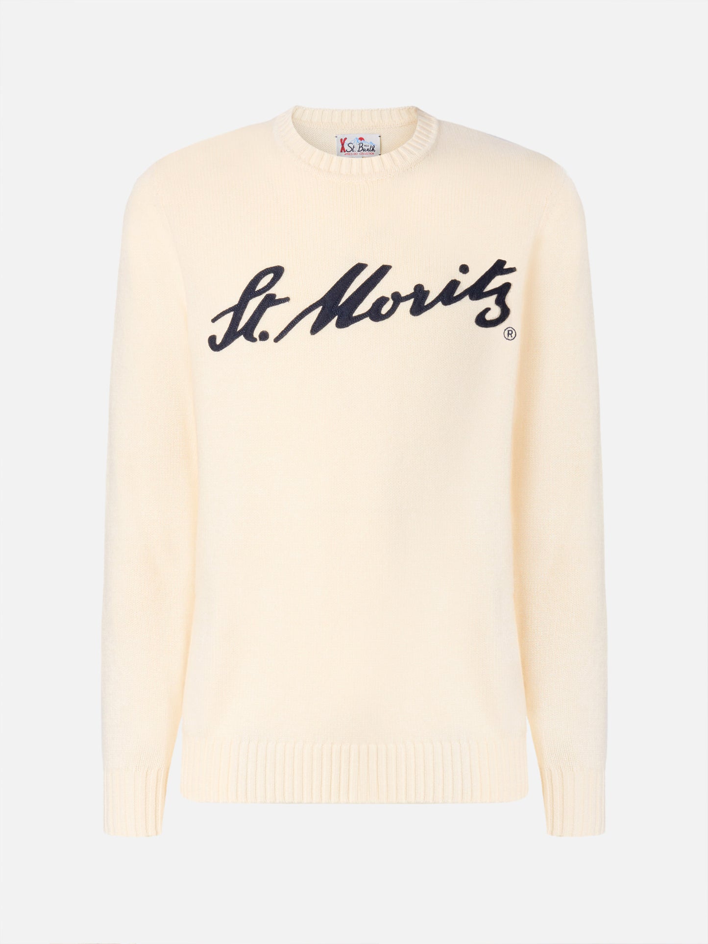 White Bombardino Light sweater with St. Moritz jacquard | ST. MORITZ TOP OF THE WORLD SPECIAL EDITION