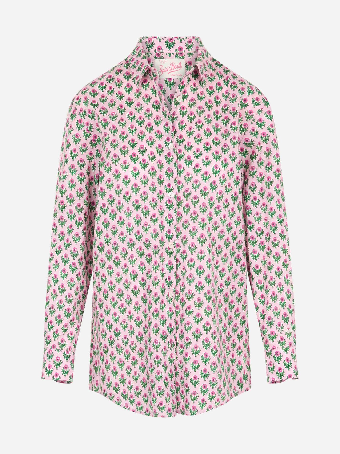 Woman cotton shirt Brigitte with flower print - MC2 Saint Barth