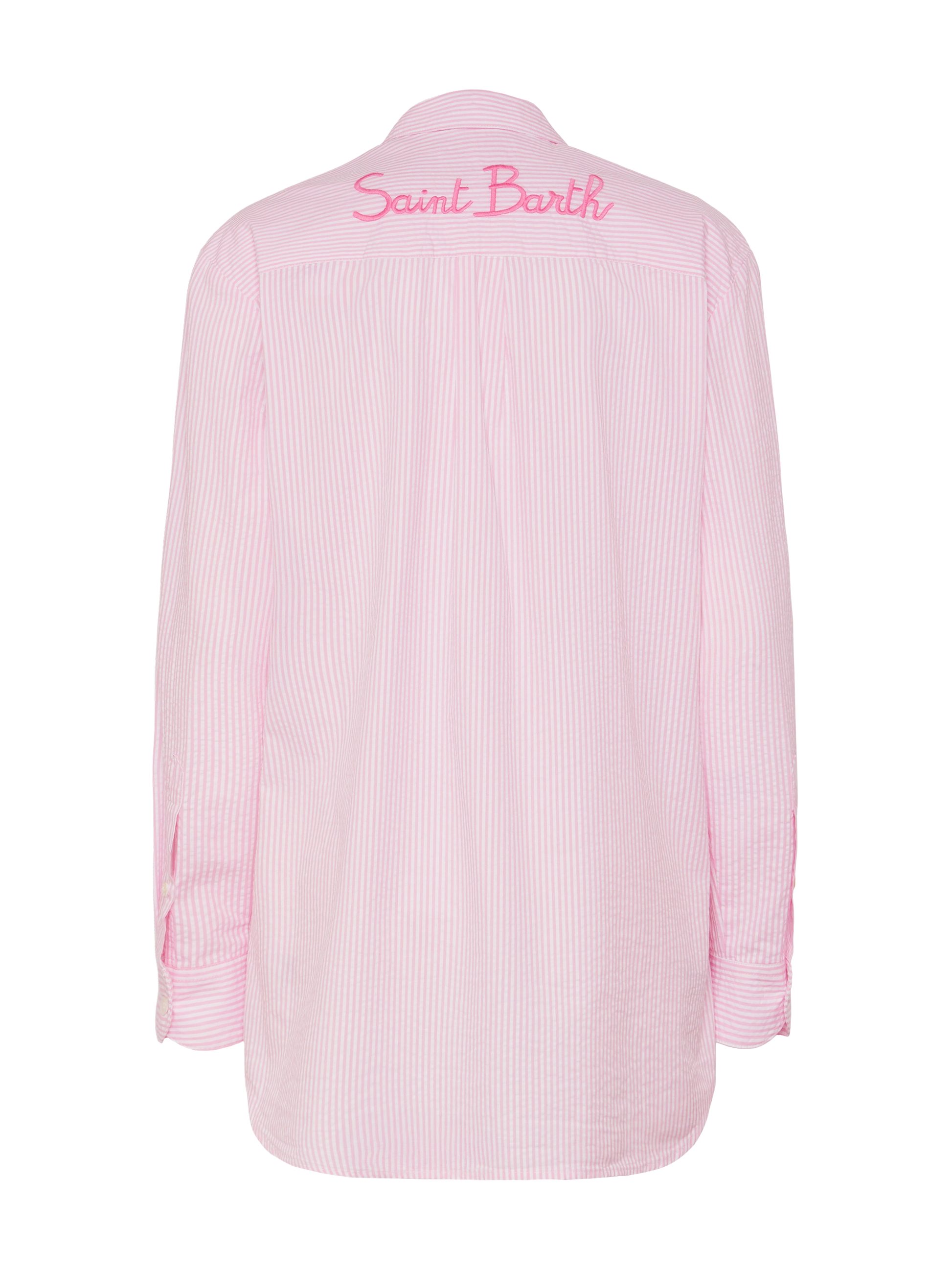 Brigitte striped-print seersucker shirt with Saint Barth embroidery - MC2 Saint Barth