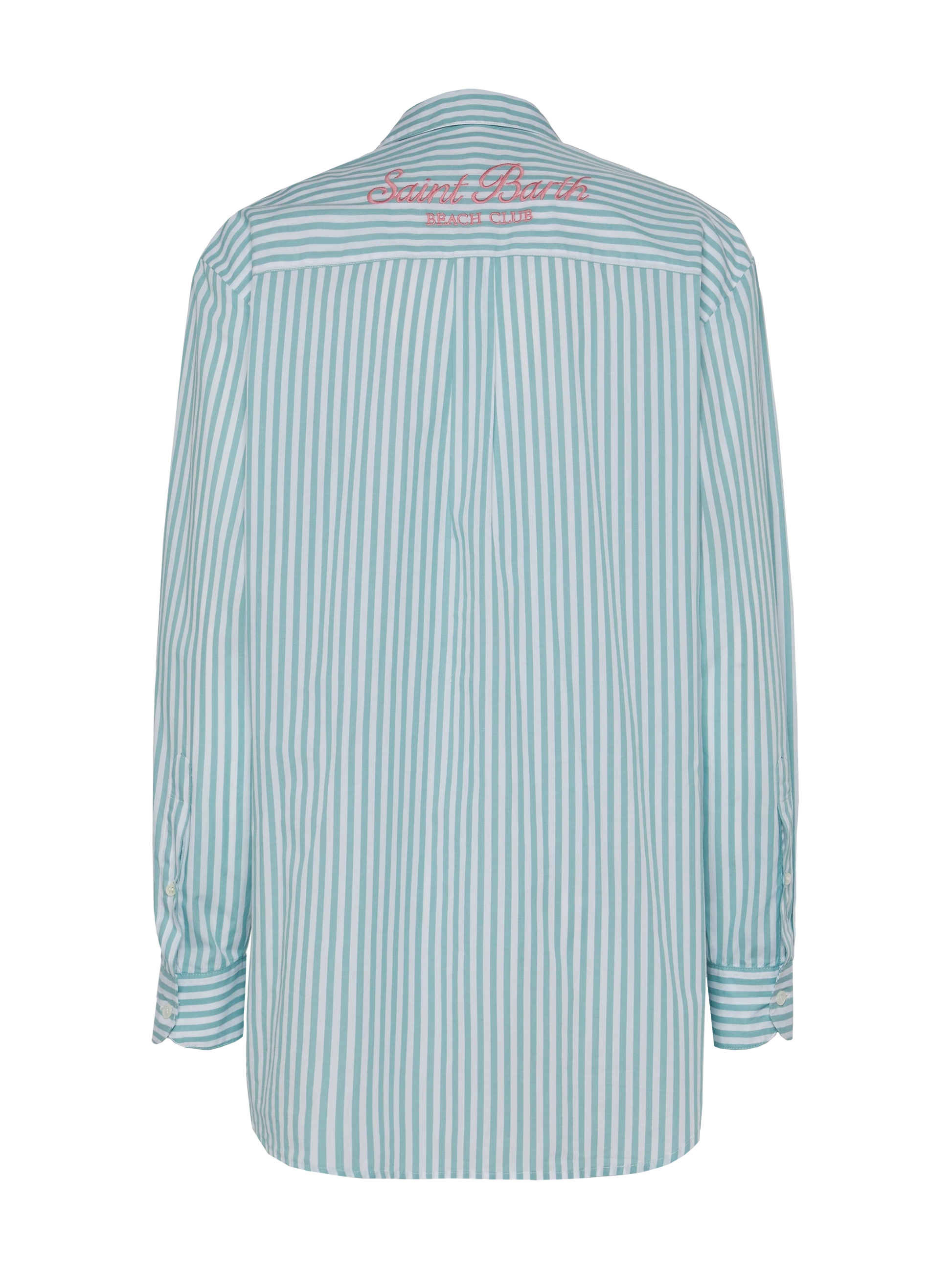 Brigitte striped-print cotton shirt with Saint Barth beach club embroidery - MC2 Saint Barth