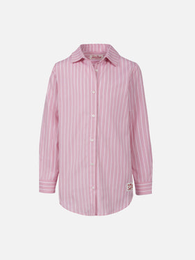 Girl striped print cotton over shirt Mini Brigitte - MC2 Saint Barth