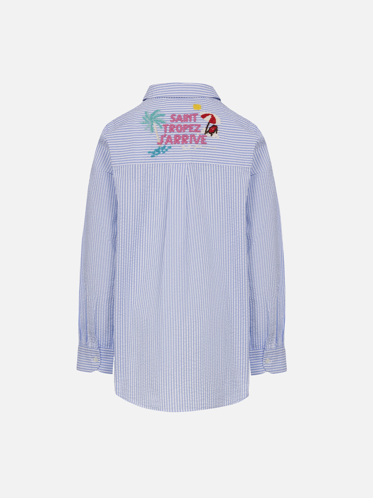 Girl striped print seersucker over shirt Mini Brigitte - MC2 Saint Barth