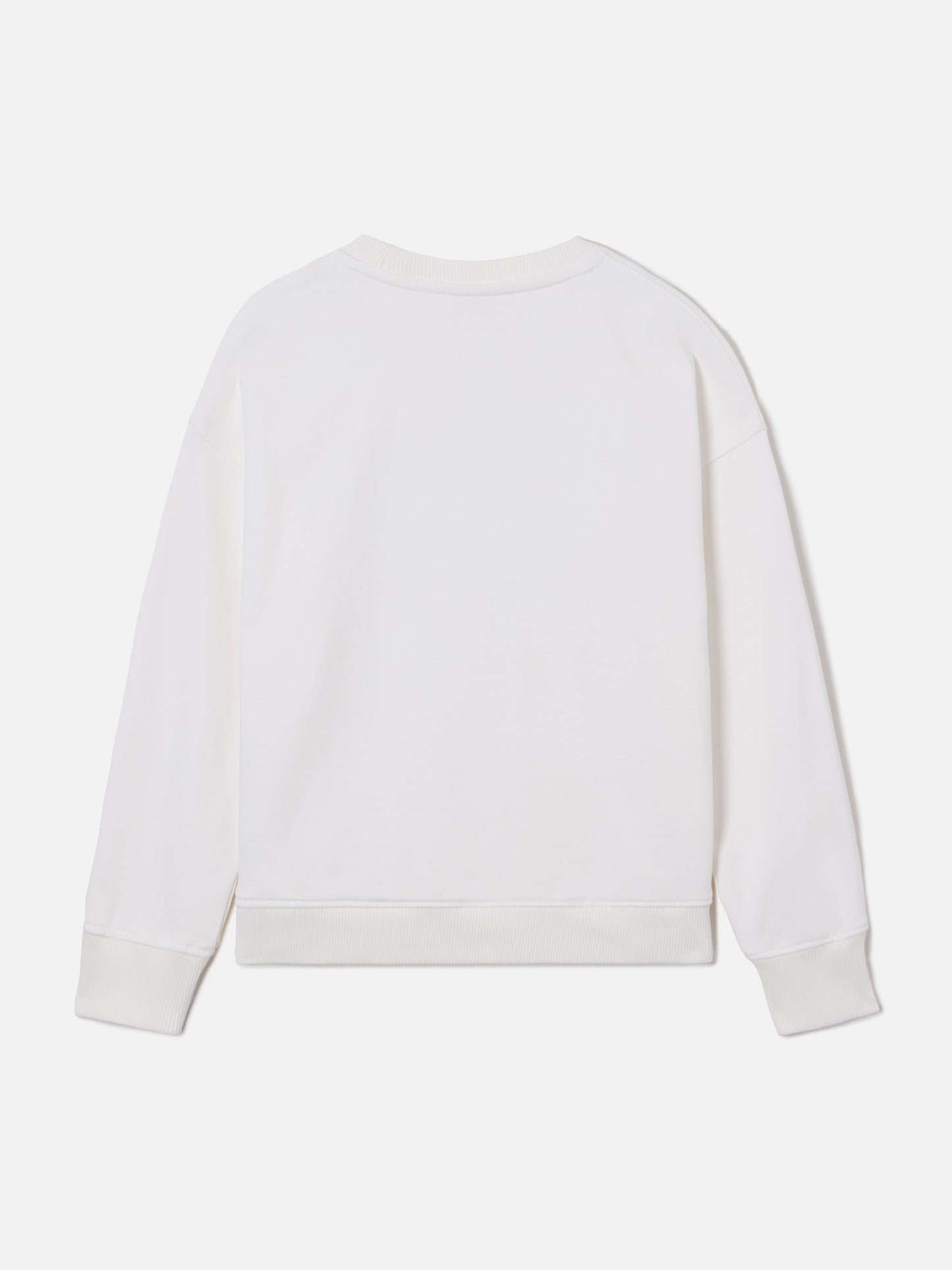Sudadera Briony con cuello redondo en blanco con parche de leopardo