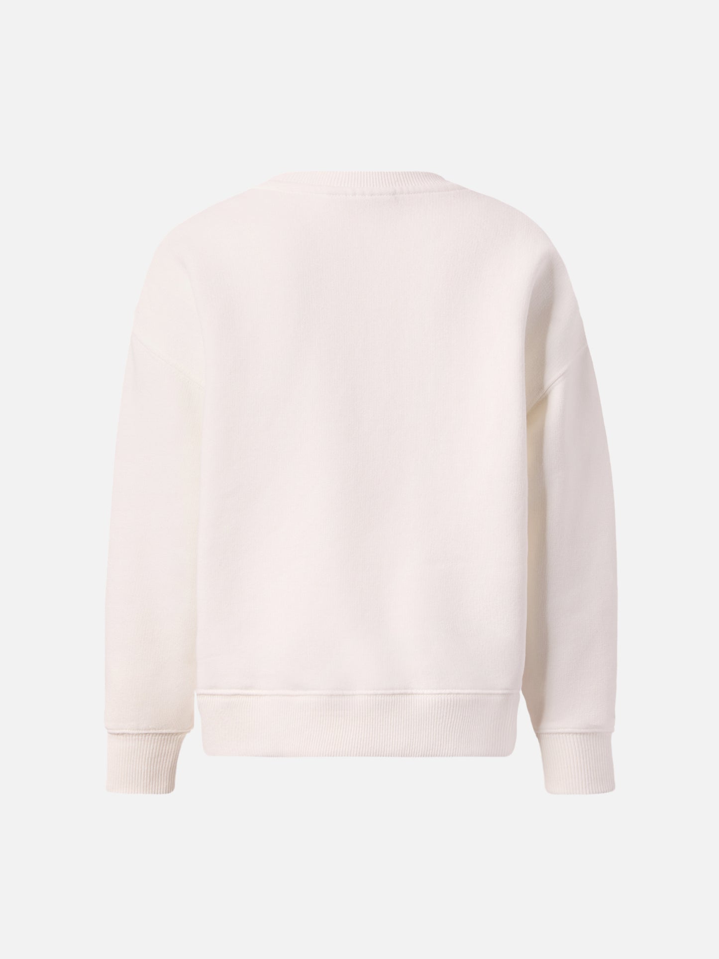 Briony-Sweatshirt mit Rundhalsausschnitt aus weißem Frottee mit Leopardenmuster.