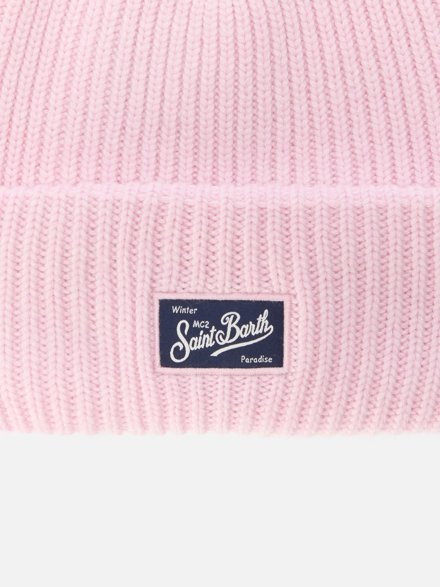 Berretto Berry W a coste in misto cashmere rosa