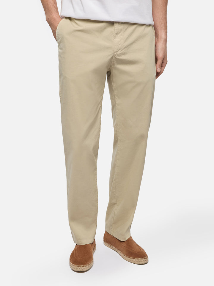 Beige cotton pants Calais with drawstring