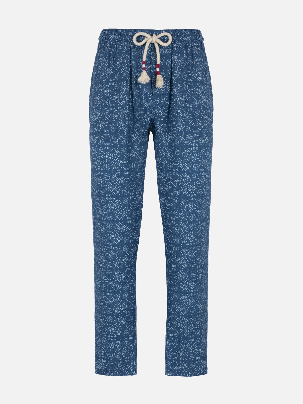 Man printed linen Calais pants with drawstring - MC2 Saint Barth
