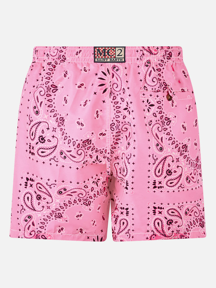 Man swim shorts with pink bandanna print - MC2 Saint Barth