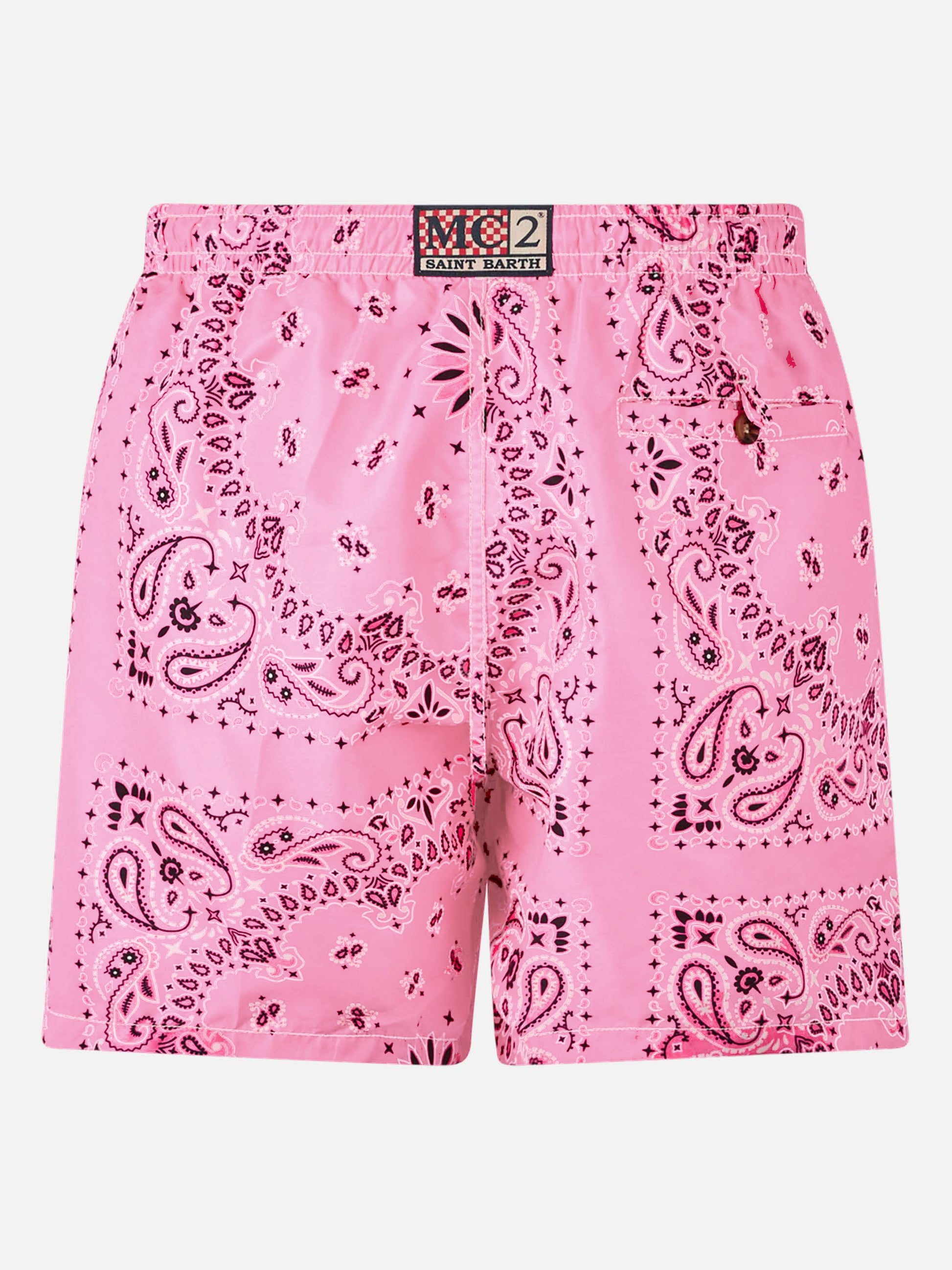 Man swim shorts with pink bandanna print - MC2 Saint Barth
