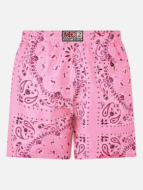 Man swim shorts with pink bandanna print - MC2 Saint Barth