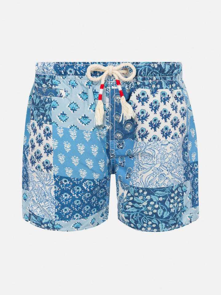 Mid-length swim-shorts Caprese Jr with floral print - MC2 Saint Barth