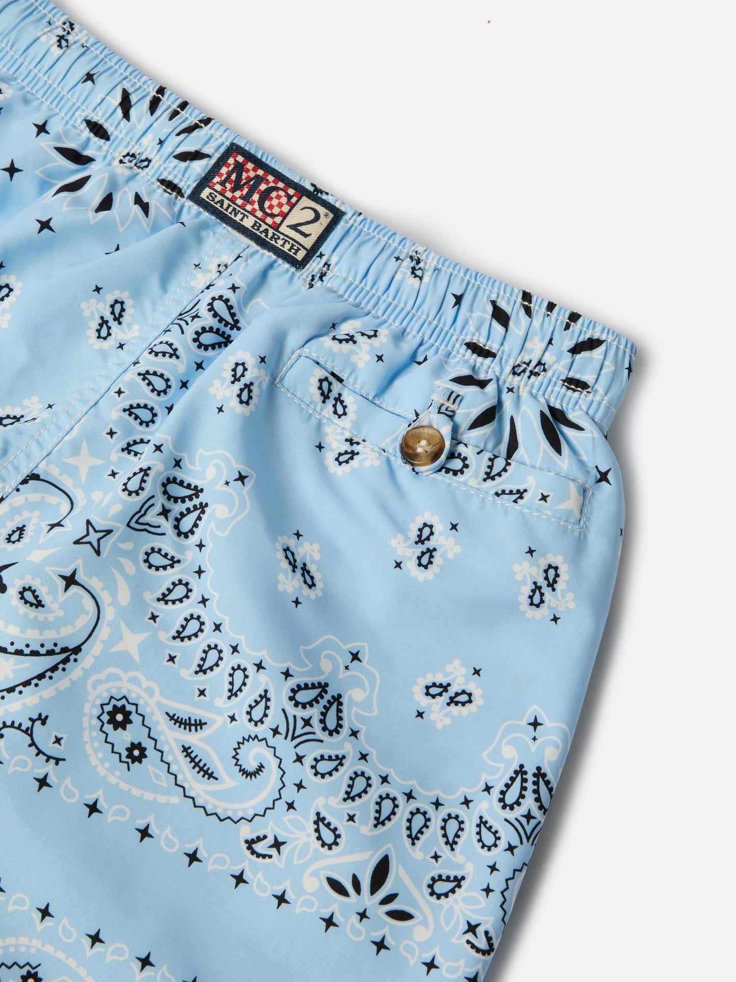 Caprese Jr swim shorts with light blue bandana print