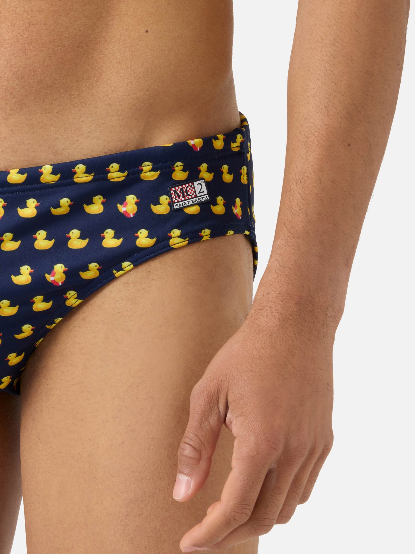 Bañador slip Cayo azul marino con estampado de patos